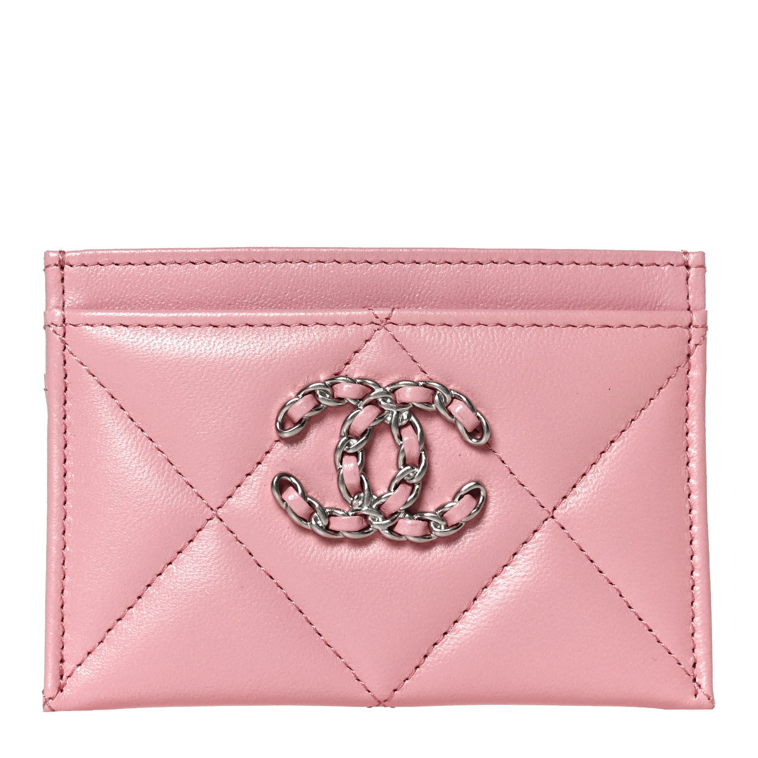 Chanel Lambskin Quilted Chanel 19 Card Holder Light Pink 1 of 10