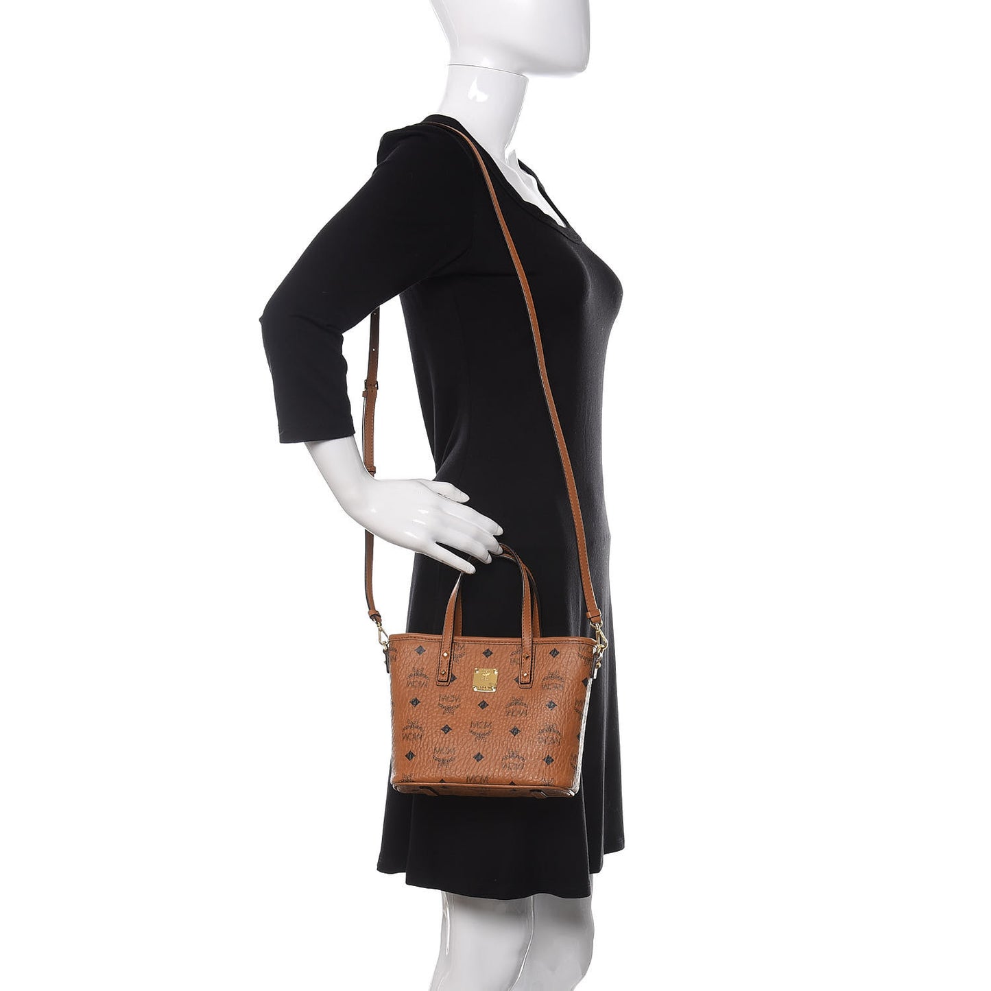Visetos Mini Anya Top Zip Shopper Tote Cognac