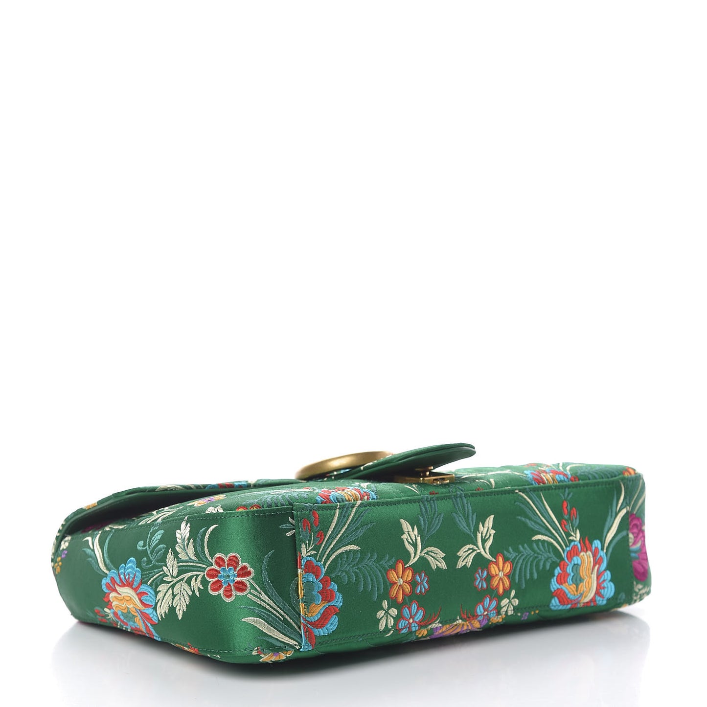 Jacquard Matelasse Floral Medium GG Marmont Shoulder Bag Green