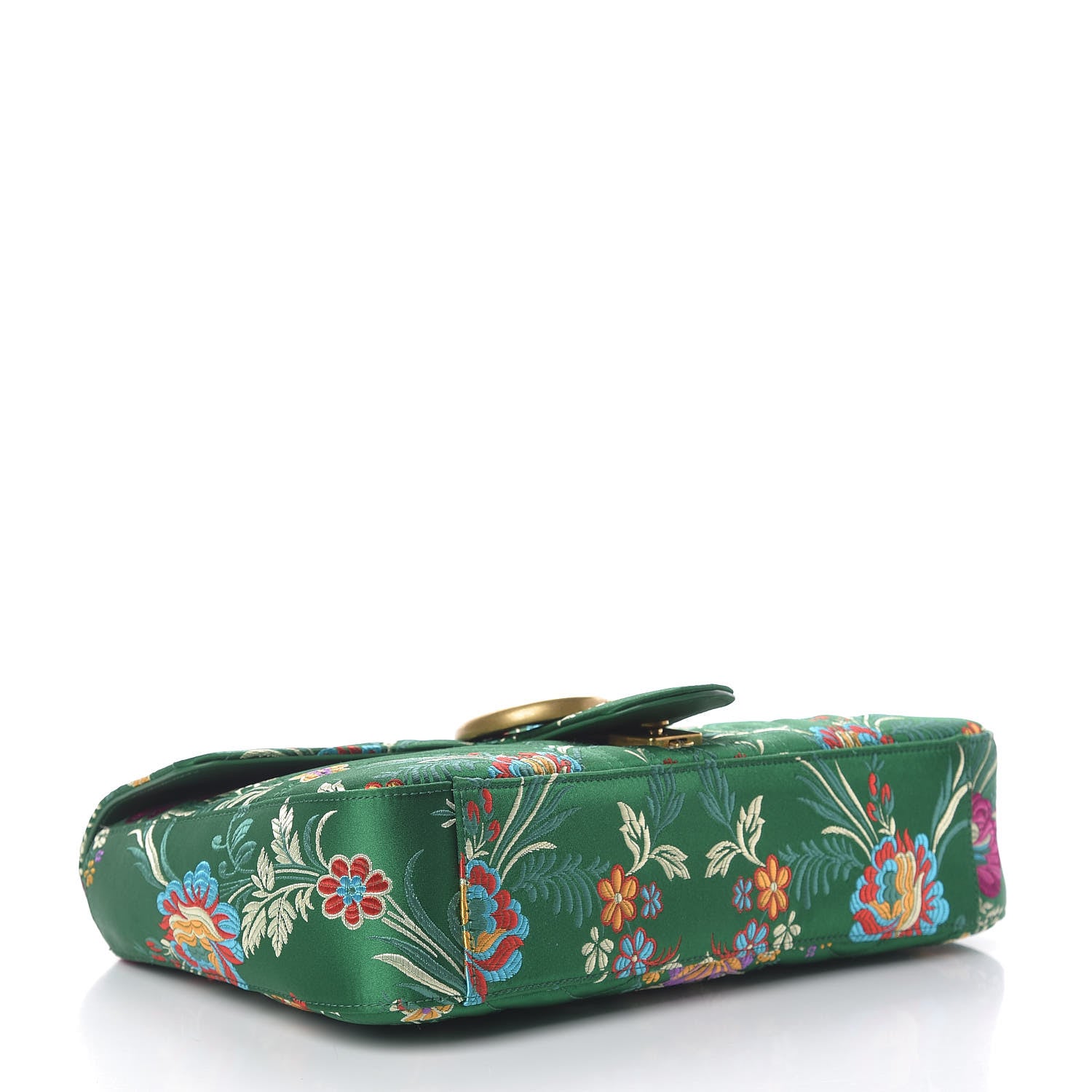 Gucci Jacquard Matelasse Floral Medium GG Marmont Shoulder Bag Green 4 of 11