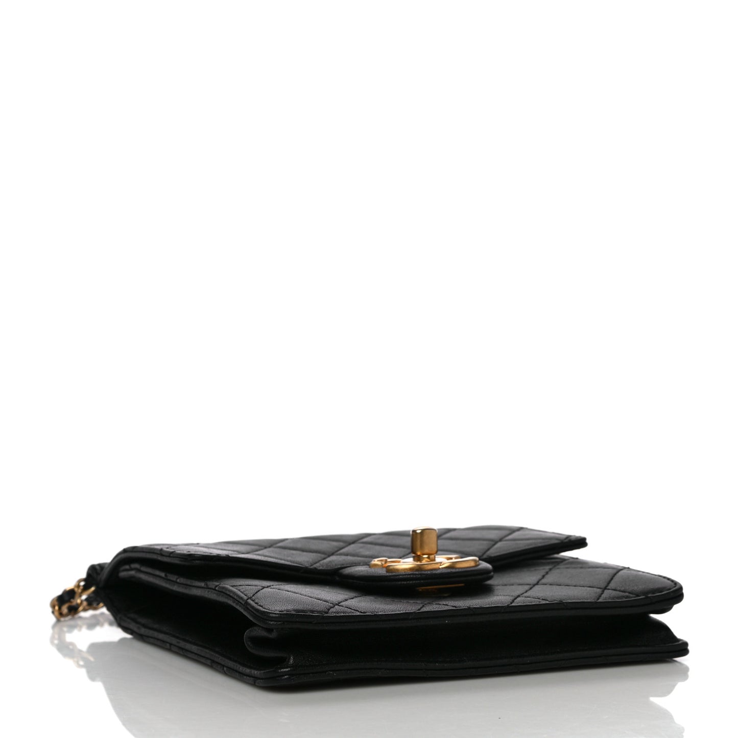 Goatskin Quilted Chic Pearls Flap Black