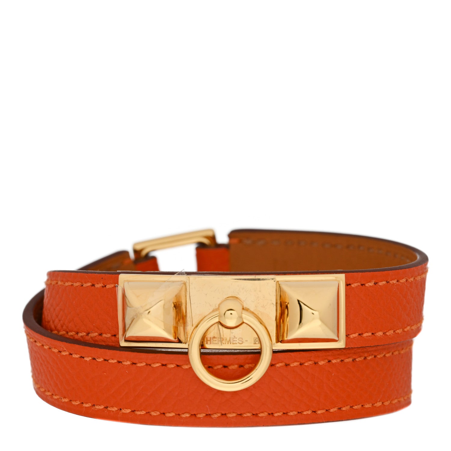Hermes Epsom Rivale Double Tour Bracelet M Orange 1 of 5