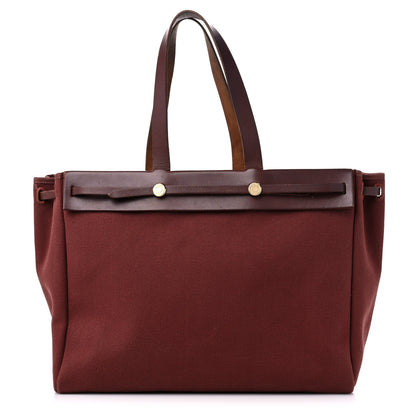 Hermes Toile Vache Hunter Herbag Cabas MM Rouge H 1 of 16