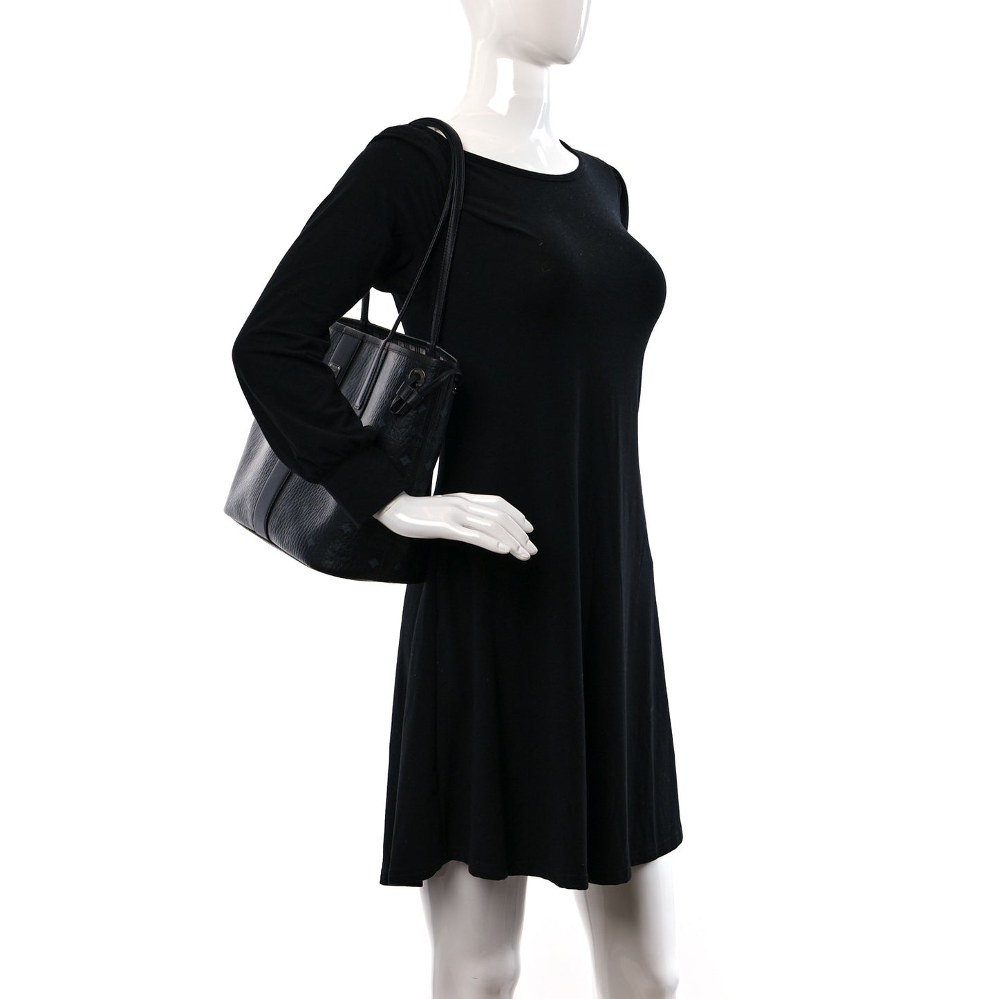 Visetos Nappa Canvas Medium Reversible Shopper Tote Black