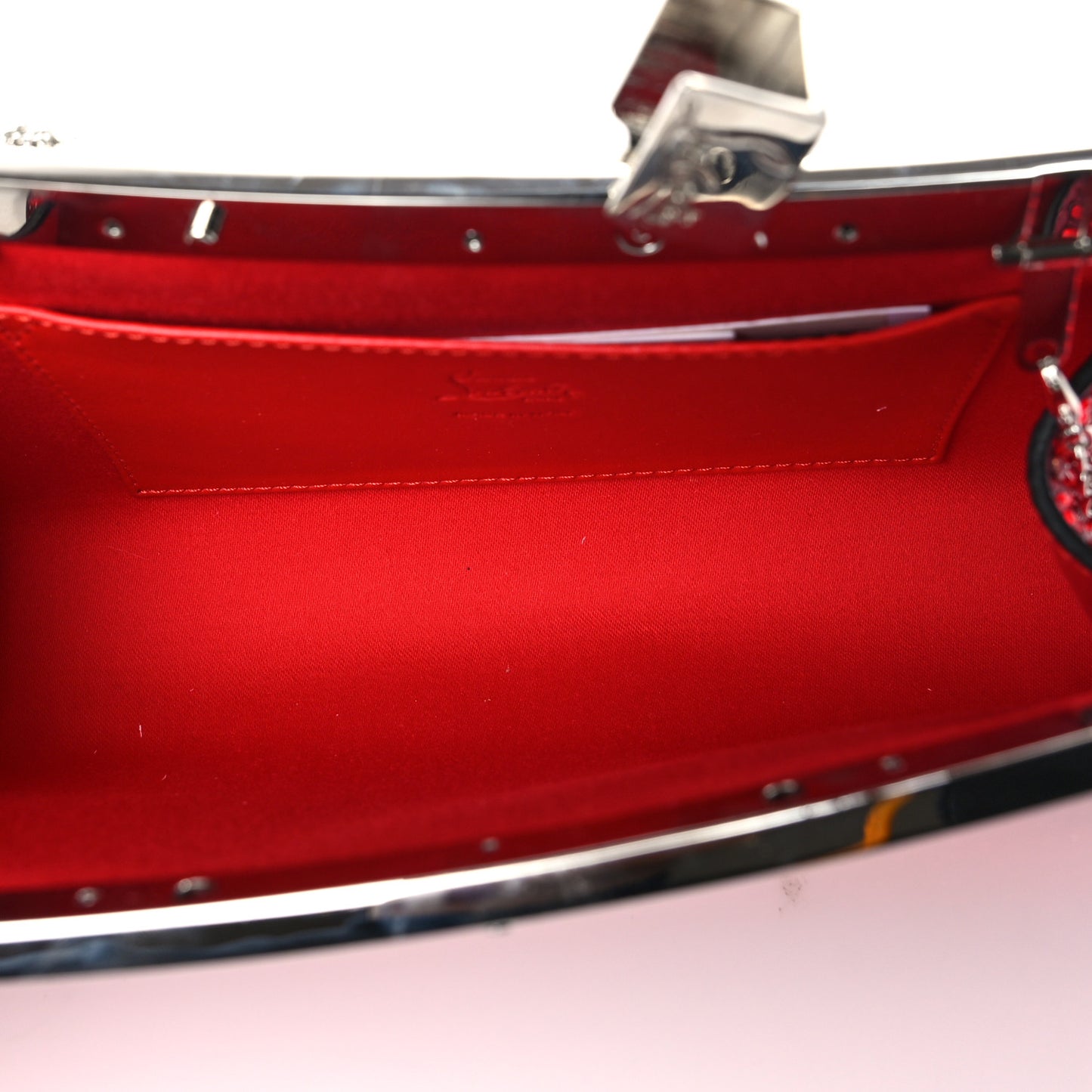 Suede Crystal Strass Small Palmette Clutch Red