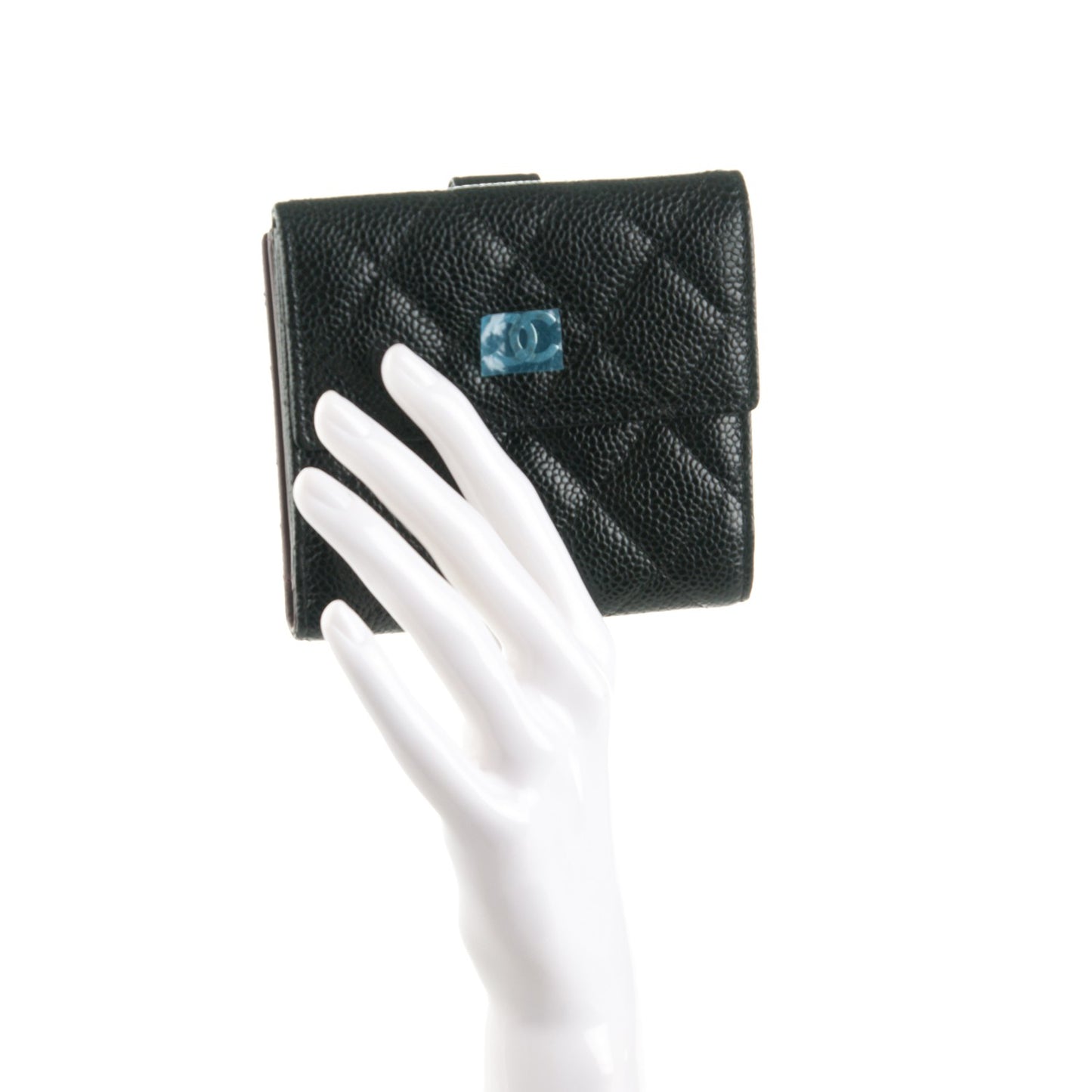 Caviar Quilted Compact French Flap Wallet Black