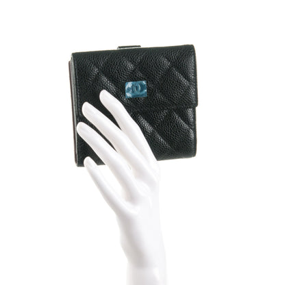 Chanel Caviar Quilted Compact French Flap Wallet Black 2 of 8