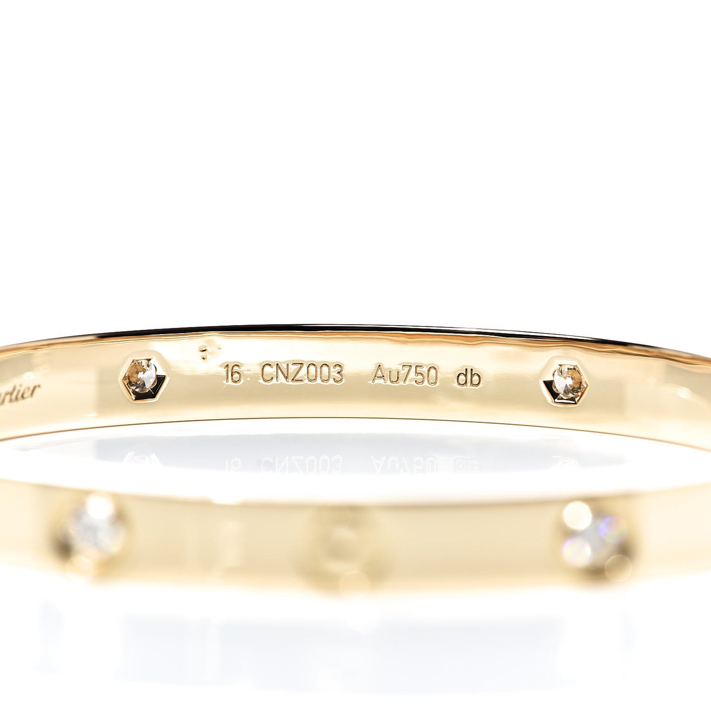 18K Yellow Gold 4 Diamond LOVE Bracelet 16