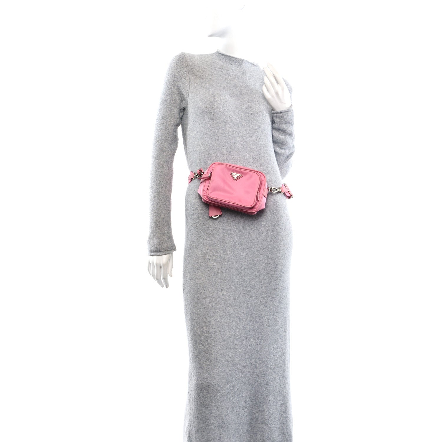 Prada Tessuto Nylon Saffiano Brique Crossbody Bag Re-Edition 2005 Begonia 2 of 9