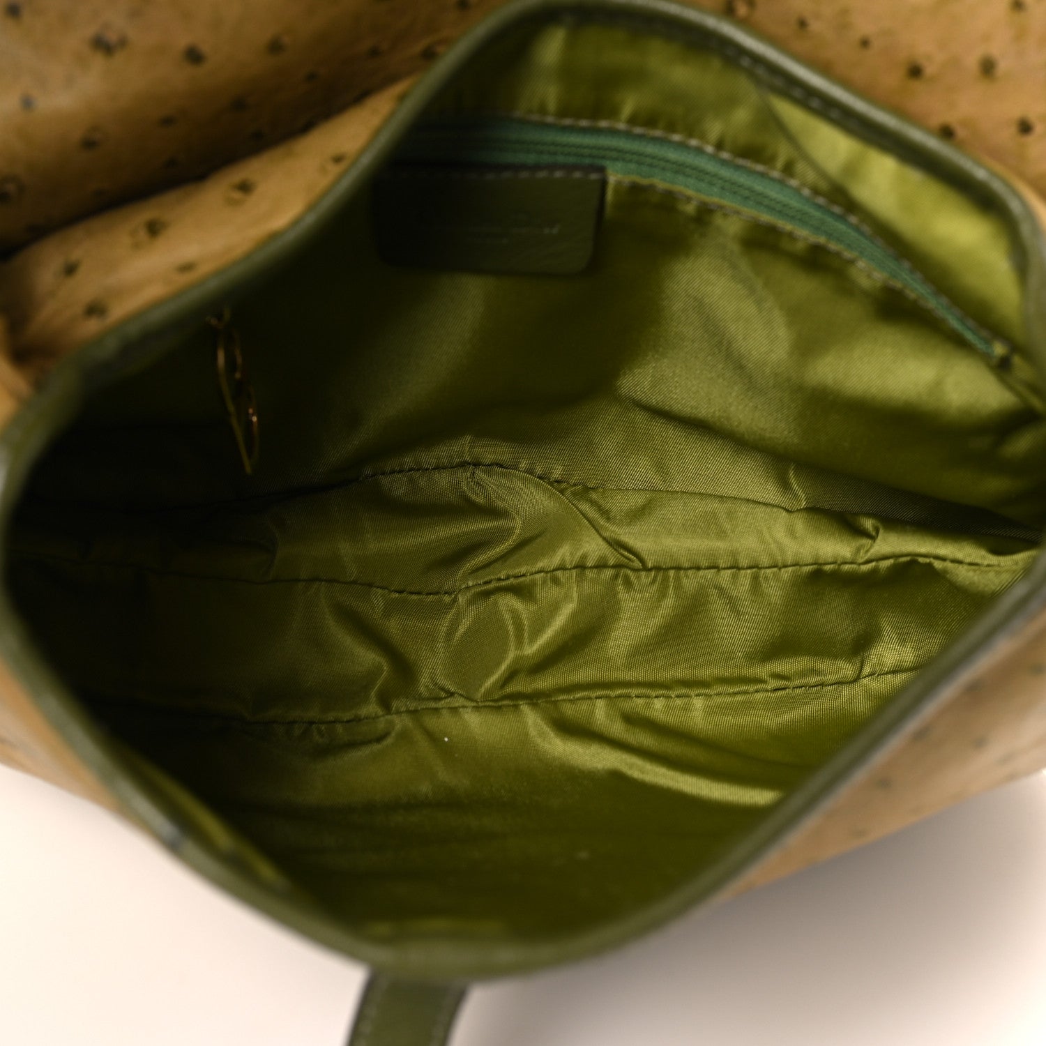 Christian Dior Ostrich Double Saddle Bag Beige Green 5 of 13