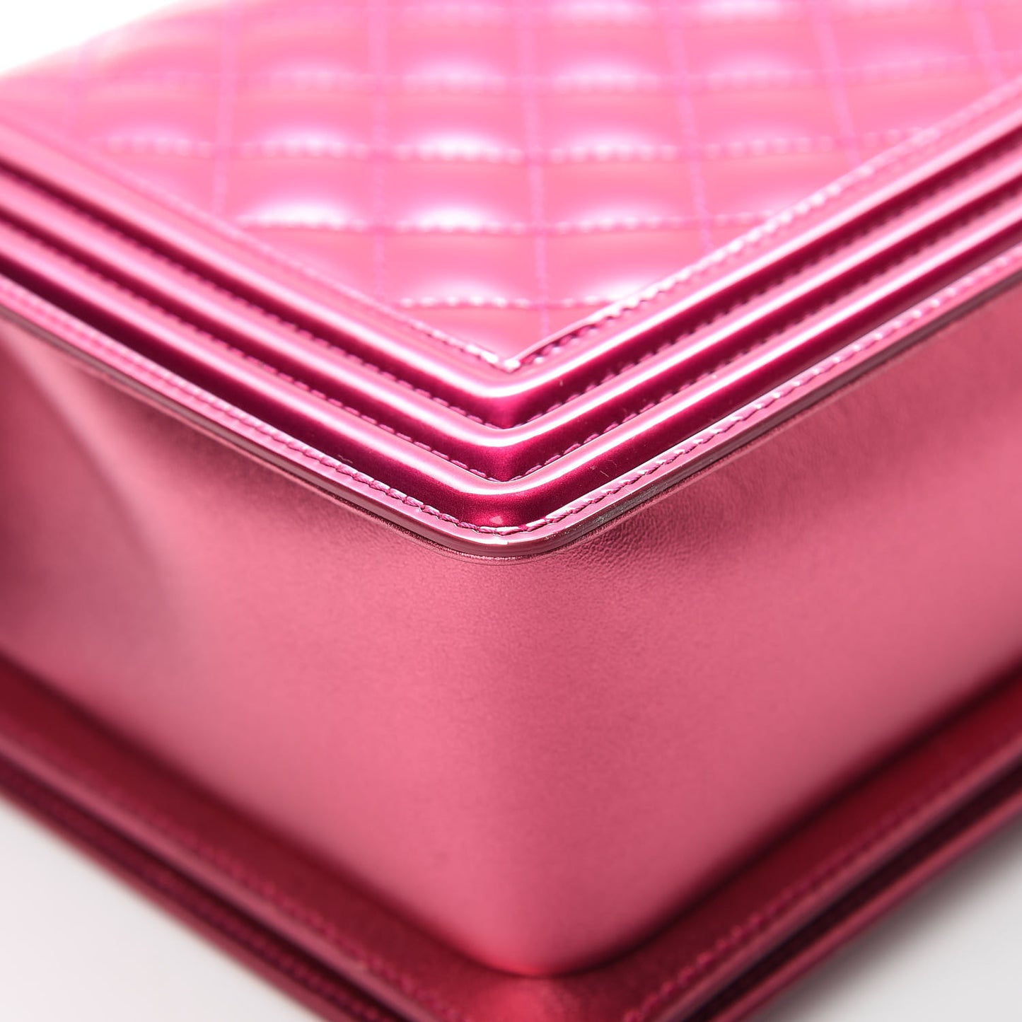Metallic Patent Quilted New Medium Boy Flap Fuchsia
