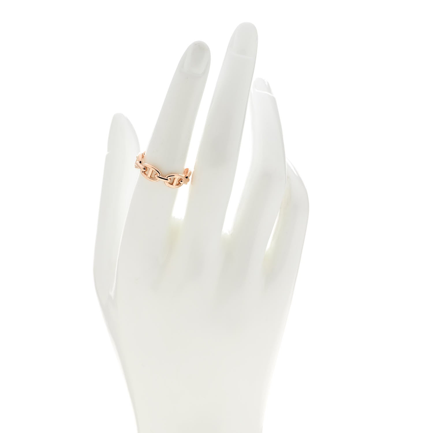 Hermes 18K Rose Gold PM Chaine d'Ancre Enchainee Ring 55 7.25 2 of 7