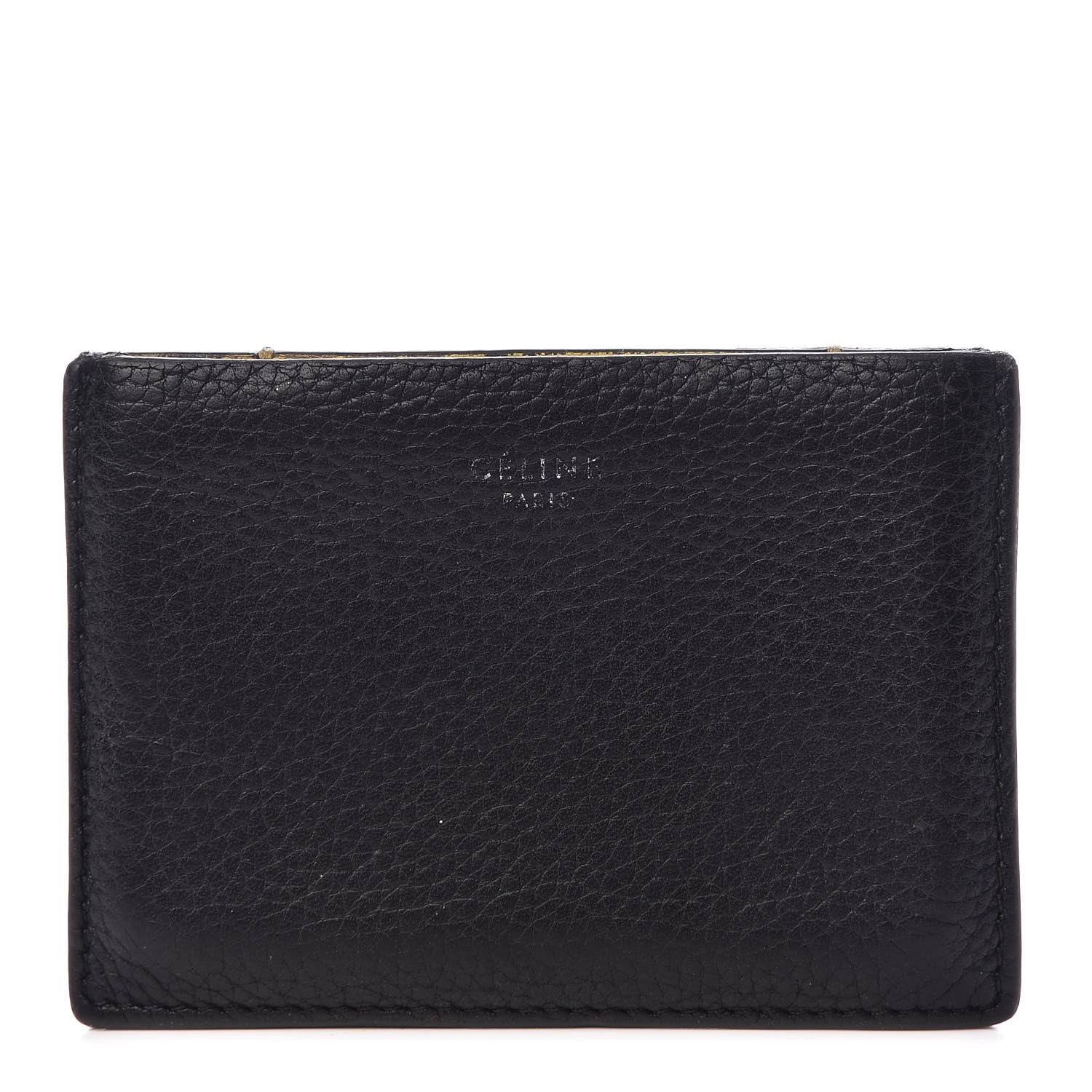 Celine Drummed Calfskin Gusset Card Holder Black 1 of 13