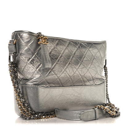 Chanel Metallic Lambskin Calfskin Quilted Medium Gabrielle Hobo Silver 3 of 10
