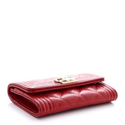 Chanel Caviar Quilted Boy Flap Card Holder Wallet Red 4 of 10