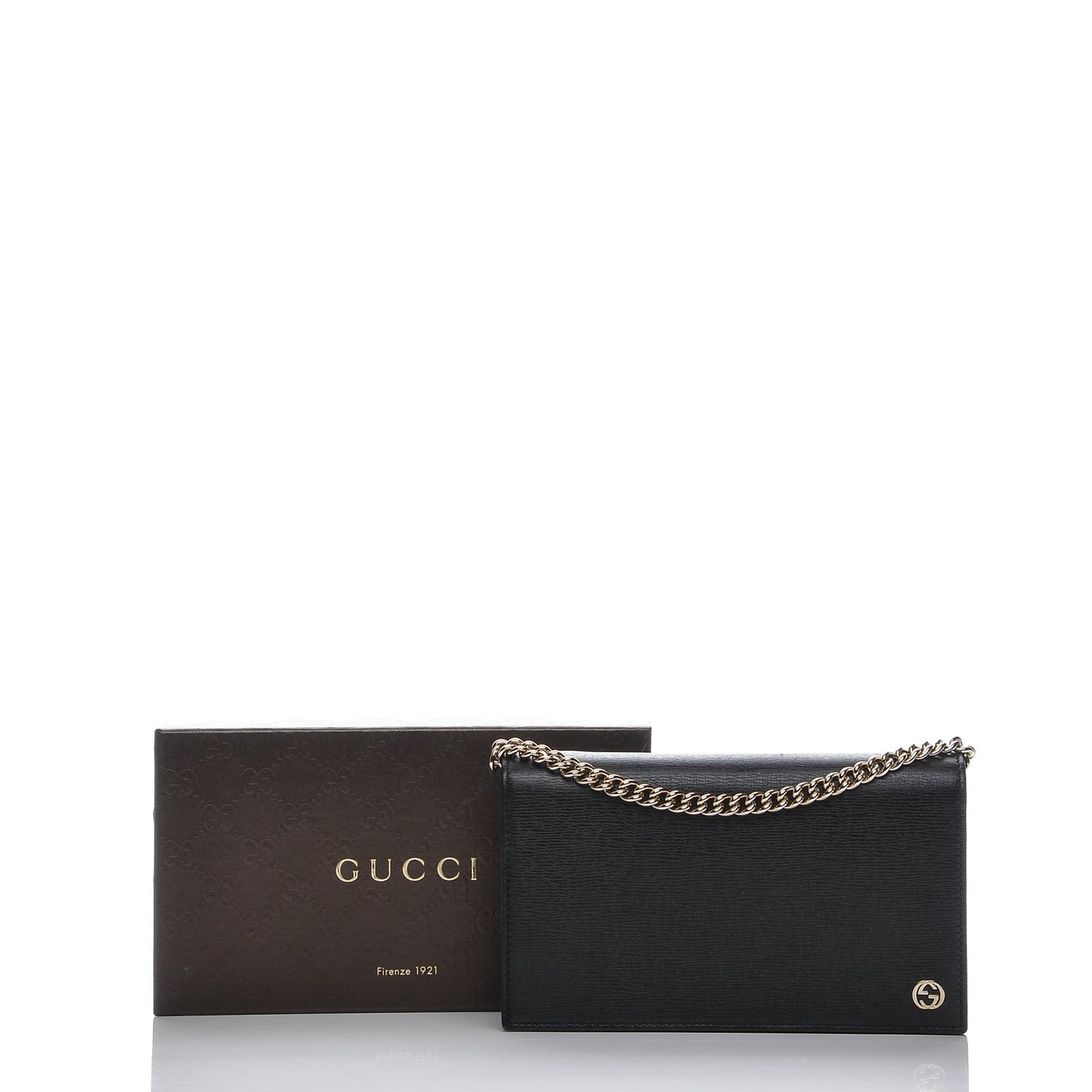Textured Calfskin Medium Betty Chain Wallet Black