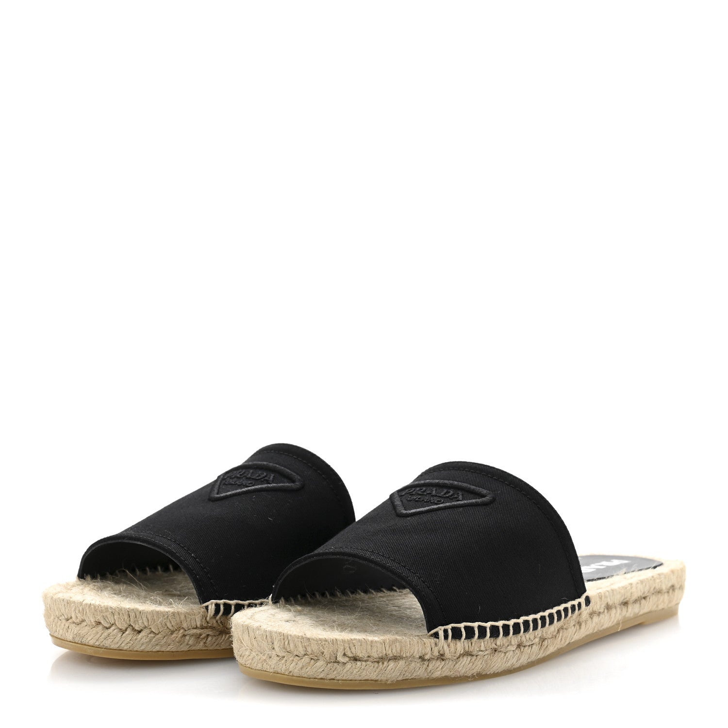 Prada Canvas Gabardine Triangle Logo Espadrilles Sandals 40 Black 4 of 10