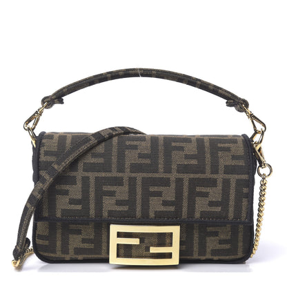 Fendi Fabric Jacquard FF 1974 Mini Baguette Tobacco Moro Black 1 of 10