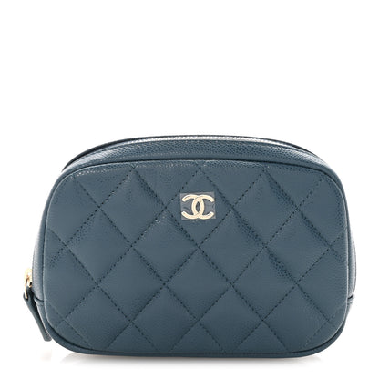 Chanel Caviar Quilted Small Curvy Pouch Cosmetic Case Blue 1 of 8