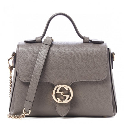 Gucci Dollar Calfskin Interlocking G Top Handle Shoulder Bag Loess 2 of 17