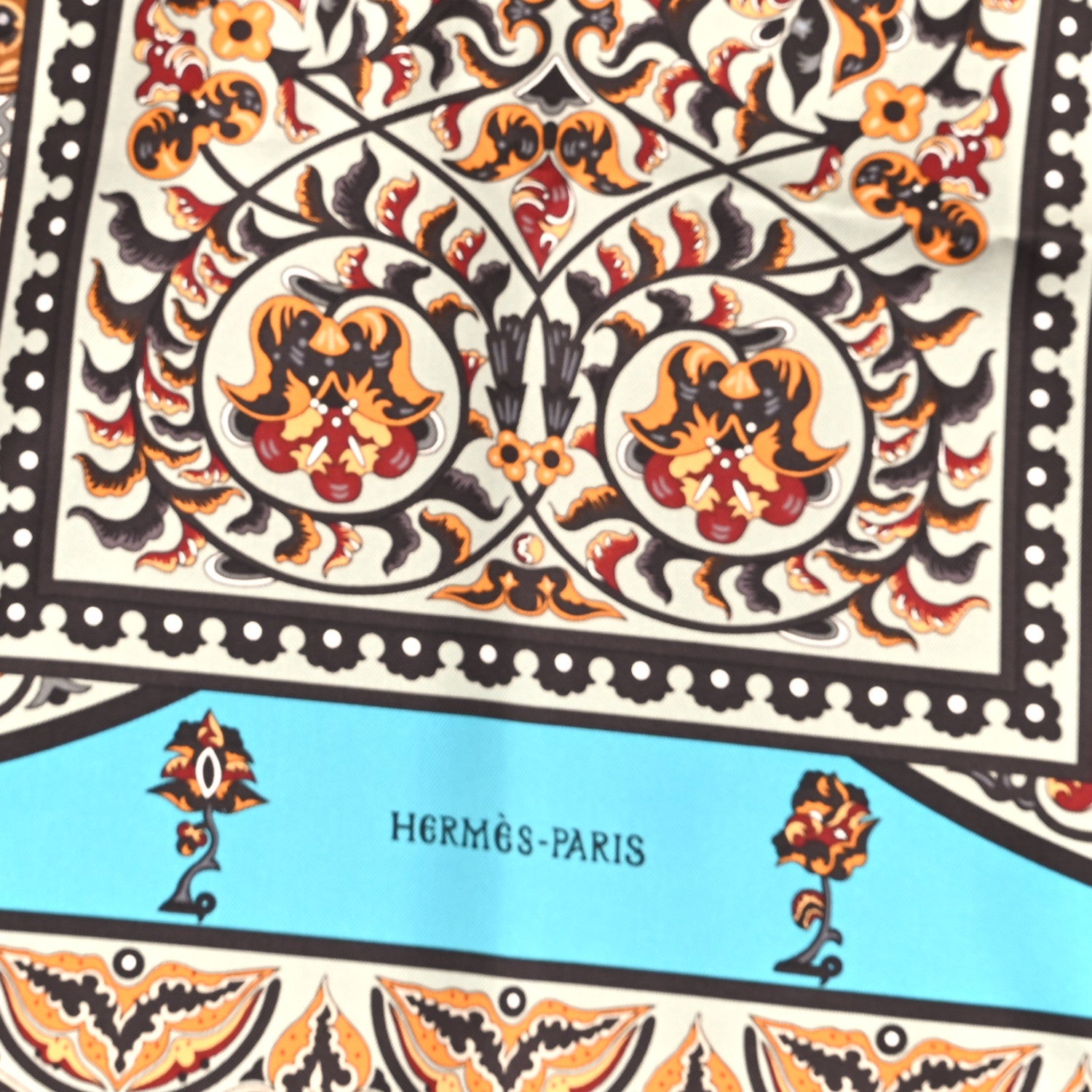 Hermes Silk Ciels Byzantins Scarf 90 Rouge Turquoise Beige 2 of 3
