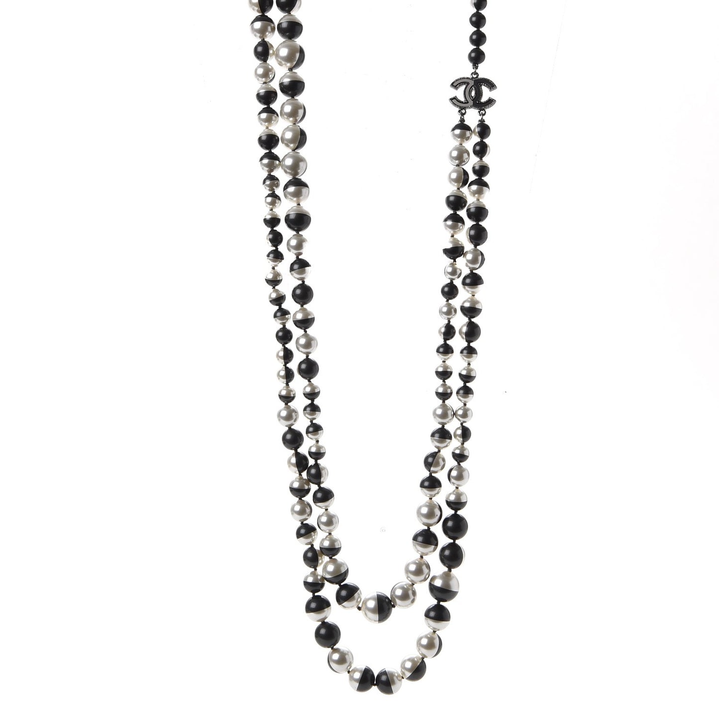 Ruthenium Resin Bead CC Long Necklace Dark Grey