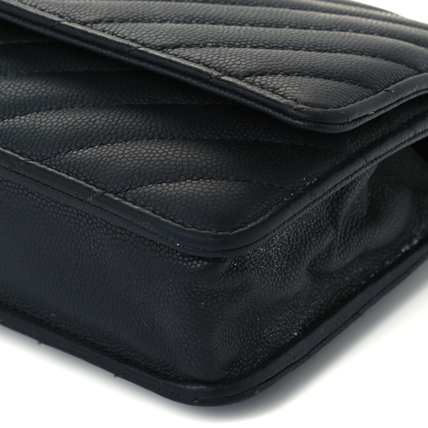 Chanel Caviar Chevron Quilted Wallet On Chain WOC Black 10 of 10