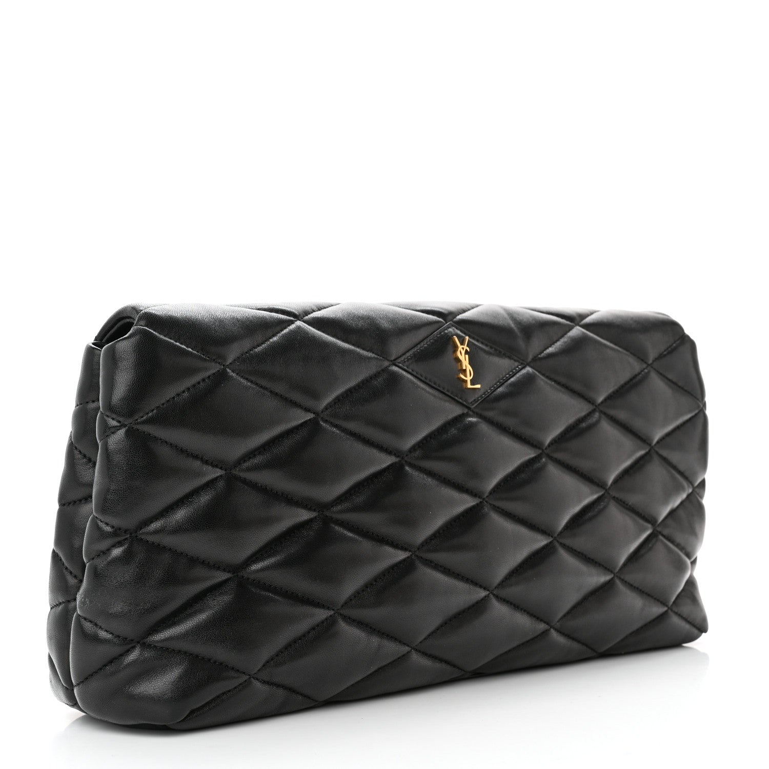 Saint Laurent Lambskin Quilted Sade Puffer Envelope Clutch Black 3 of 13