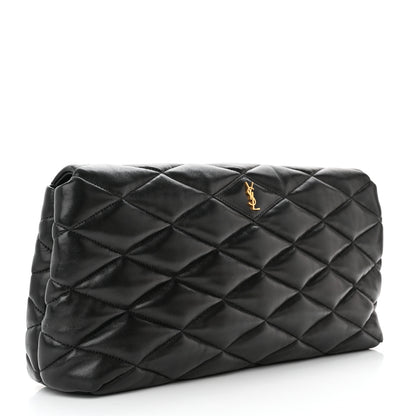 Saint Laurent Lambskin Quilted Sade Puffer Envelope Clutch Black 3 of 13