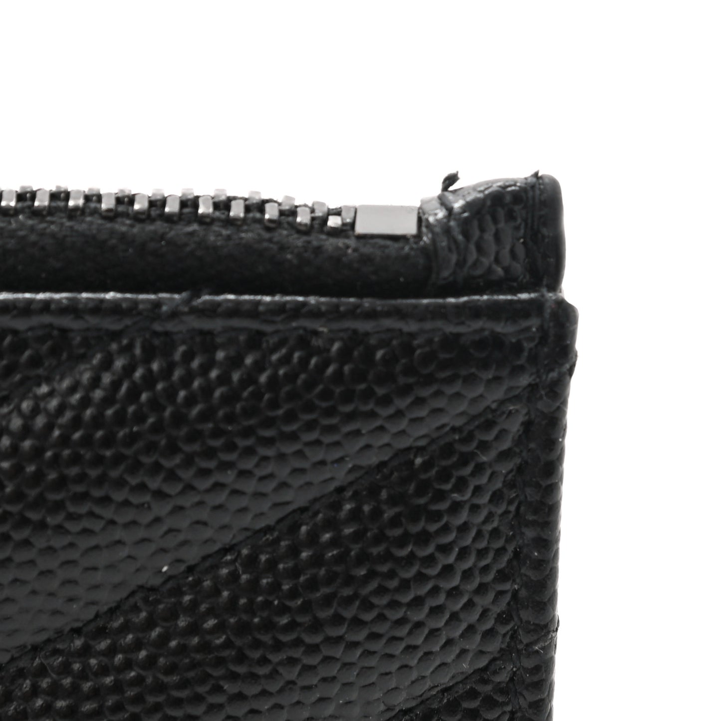 Grain De Poudre Matelasse Chevron Monogram Fragments Zippered Card Case Black
