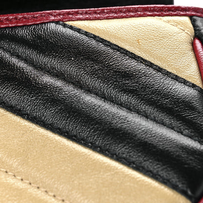 Gucci Vintage Effect Calfskin Matelasse Diagonal Striped Super Mini Torchon GG Marmont Shoulder Bag Black Beige 10 of 10