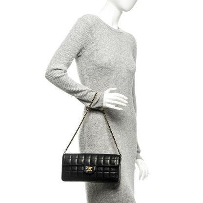 Chanel Lambskin Quilted East West Chocolate Bar Flap Black 2 of 8
