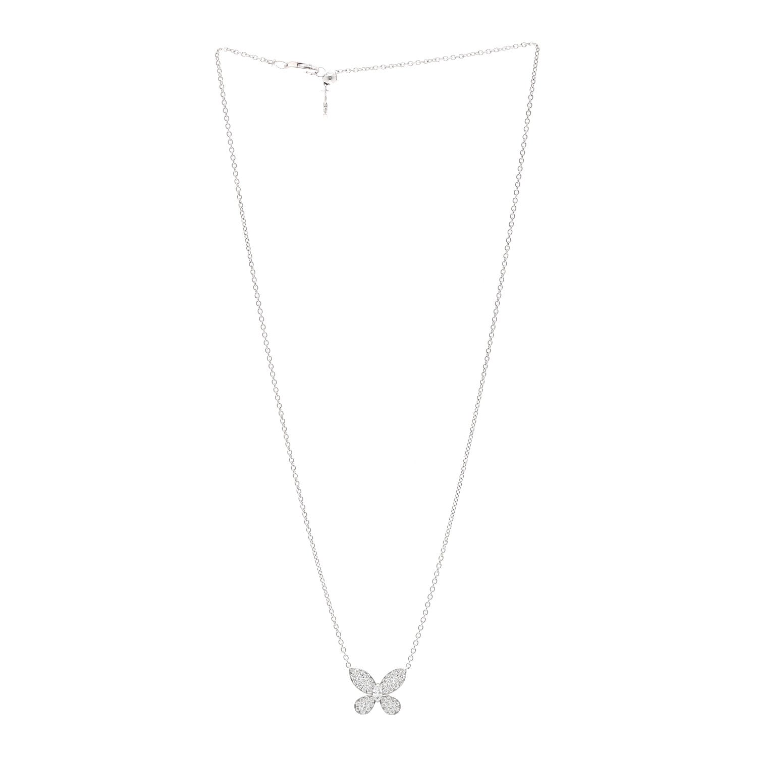 Graff 18K White Gold Diamond Small Butterfly Pendant Pave Necklace 3 of 5