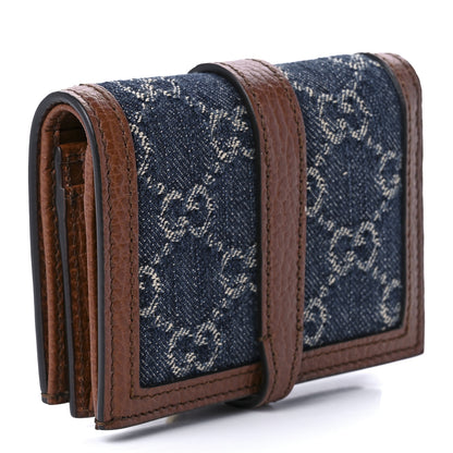 Gucci New Denim GG Monogram Jackie 1961 Card Case Blue Tea Cuir 2 of 7