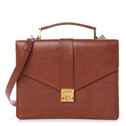 MCM Grained Calfskin Satchel Cognac 1 of 14