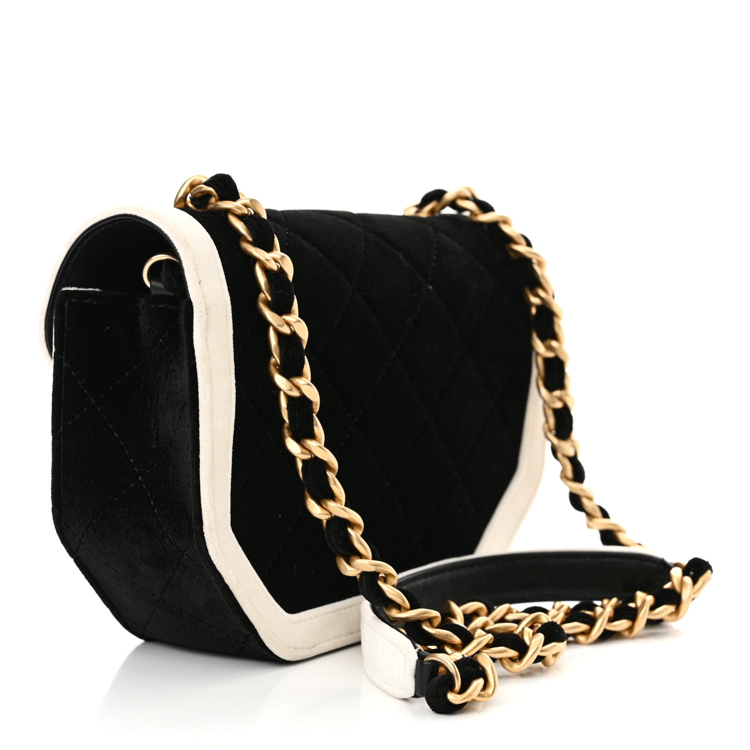 Chanel Velvet Quilted Mini Place Vendome Flap Black White 3 of 12