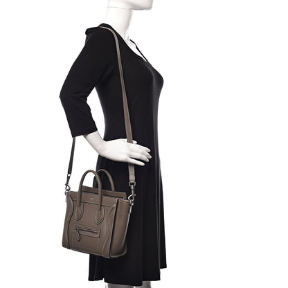 Celine Drummed Calfskin Nano Luggage Souris 2 of 12