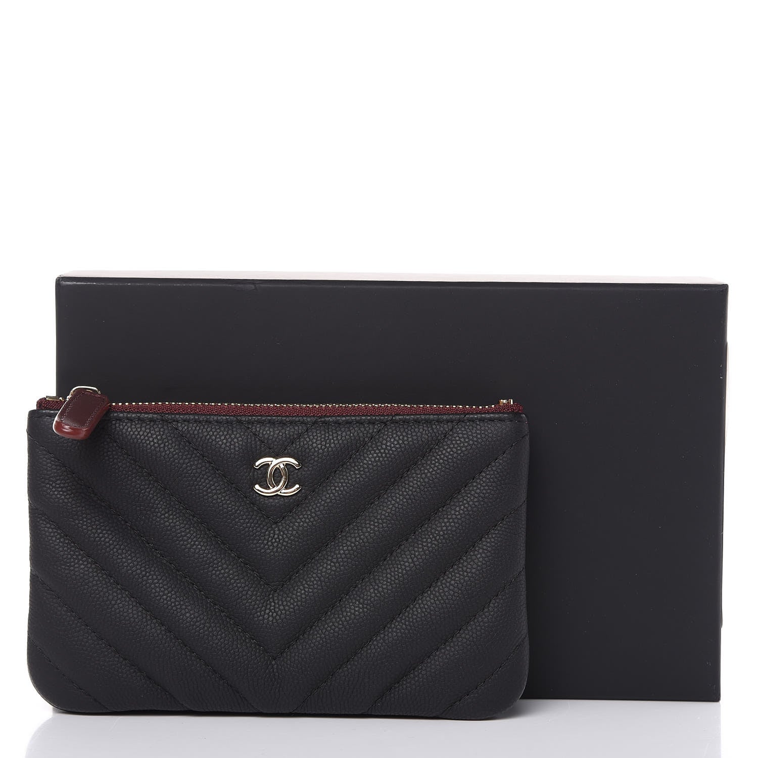Chanel Caviar Chevron Quilted Small Cosmetic Case Black 8 of 8