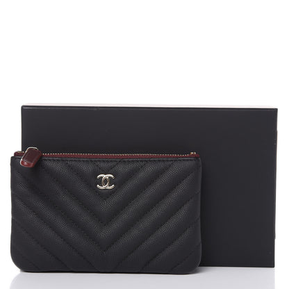 Chanel Caviar Chevron Quilted Small Cosmetic Case Black 8 of 8
