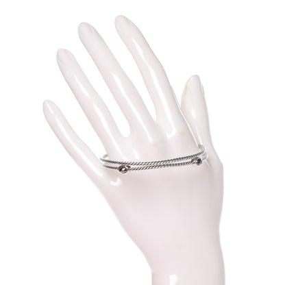 David Yurman Sterling Silver Hematine Color Classics Cable Bangle Bracelet Set of 2 2 of 5