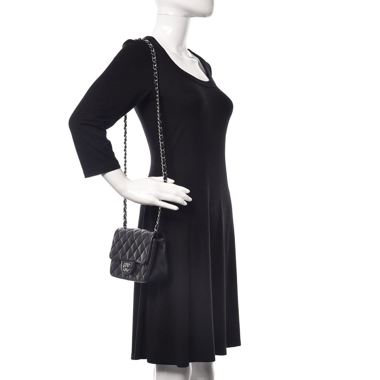 Lambskin Quilted Mini Square Flap Black