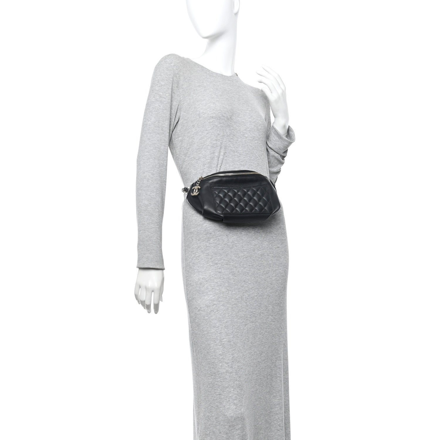 Chanel Lambskin Quilted Waist Bag Fanny Pack Black 2 of 10