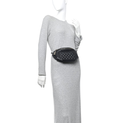 Chanel Lambskin Quilted Waist Bag Fanny Pack Black 2 of 10