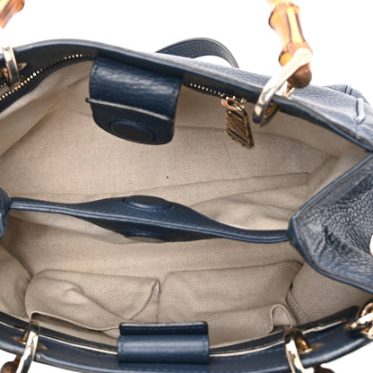 Gucci Calfskin Small Bamboo Shopper Tote Navy 5 of 11