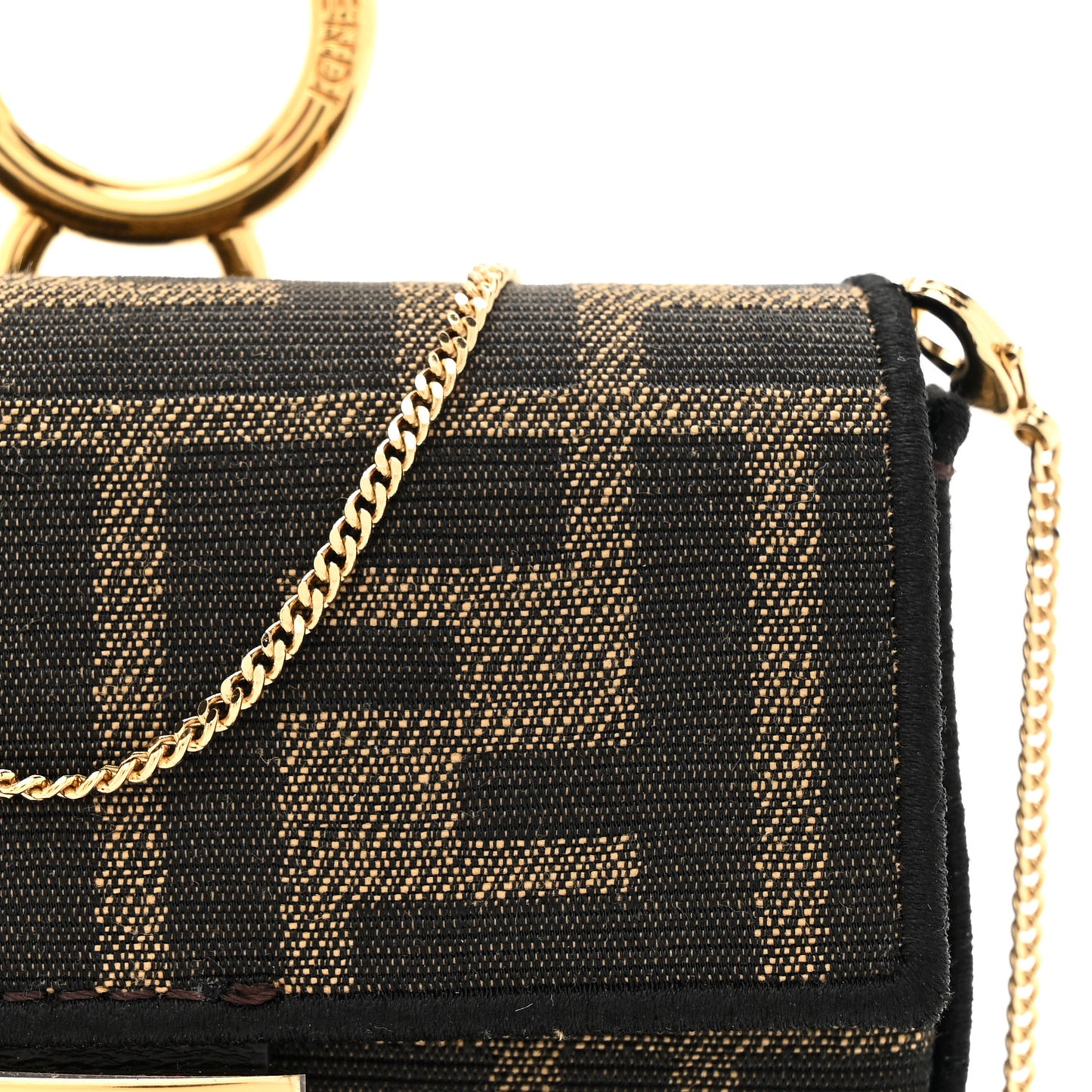 Fabric Jacquard FF 1974 Nano Baguette Charm Tobacco Moro Black