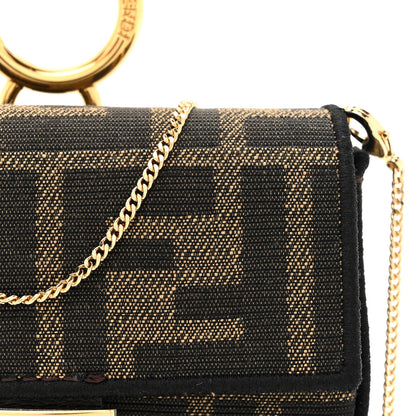 Fendi Fabric Jacquard FF 1974 Nano Baguette Charm Tobacco Moro Black 8 of 11