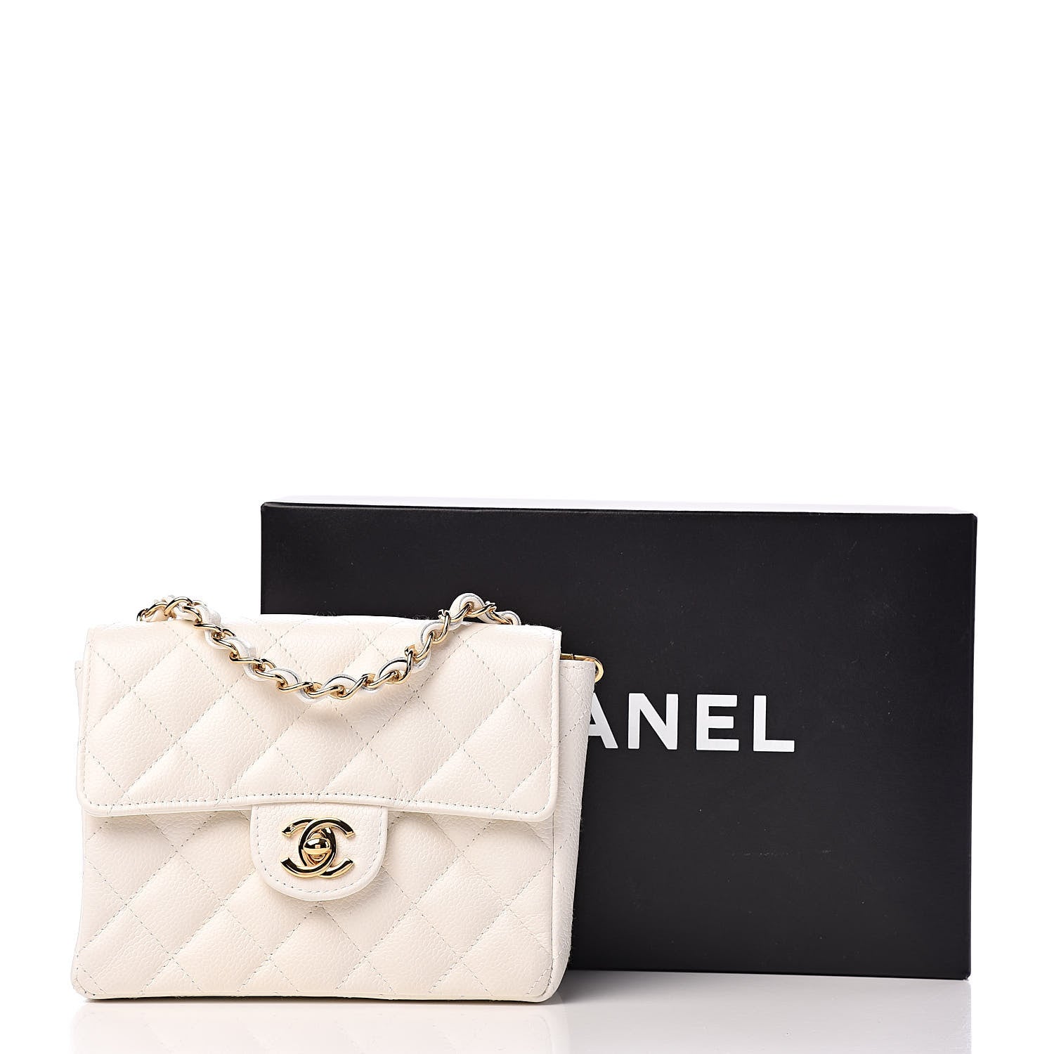 Chanel Caviar Quilted Mini Square Flap White 14 of 14
