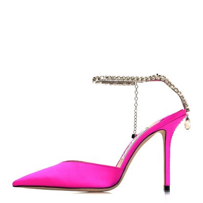 Jimmy Choo Satin Crystal Saeda 100 Pumps 38 Fuchsia 1 of 9