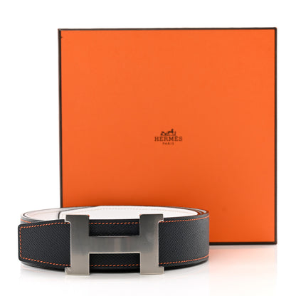 Hermes Epsom 38mm H Belt 110 Bleu Indigo White Orange 6 of 6