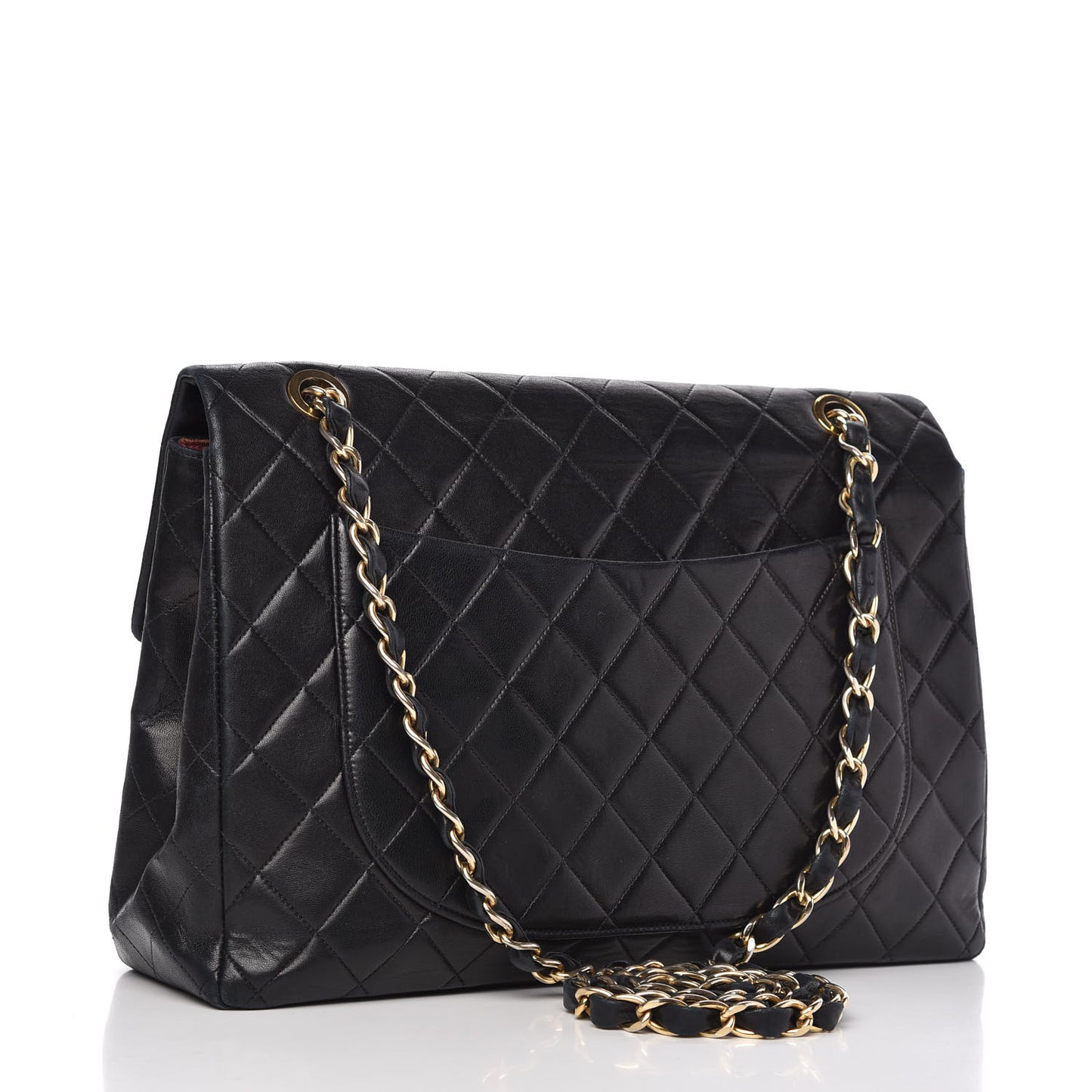 Lambskin Quilted XL Jumbo Single Flap Black